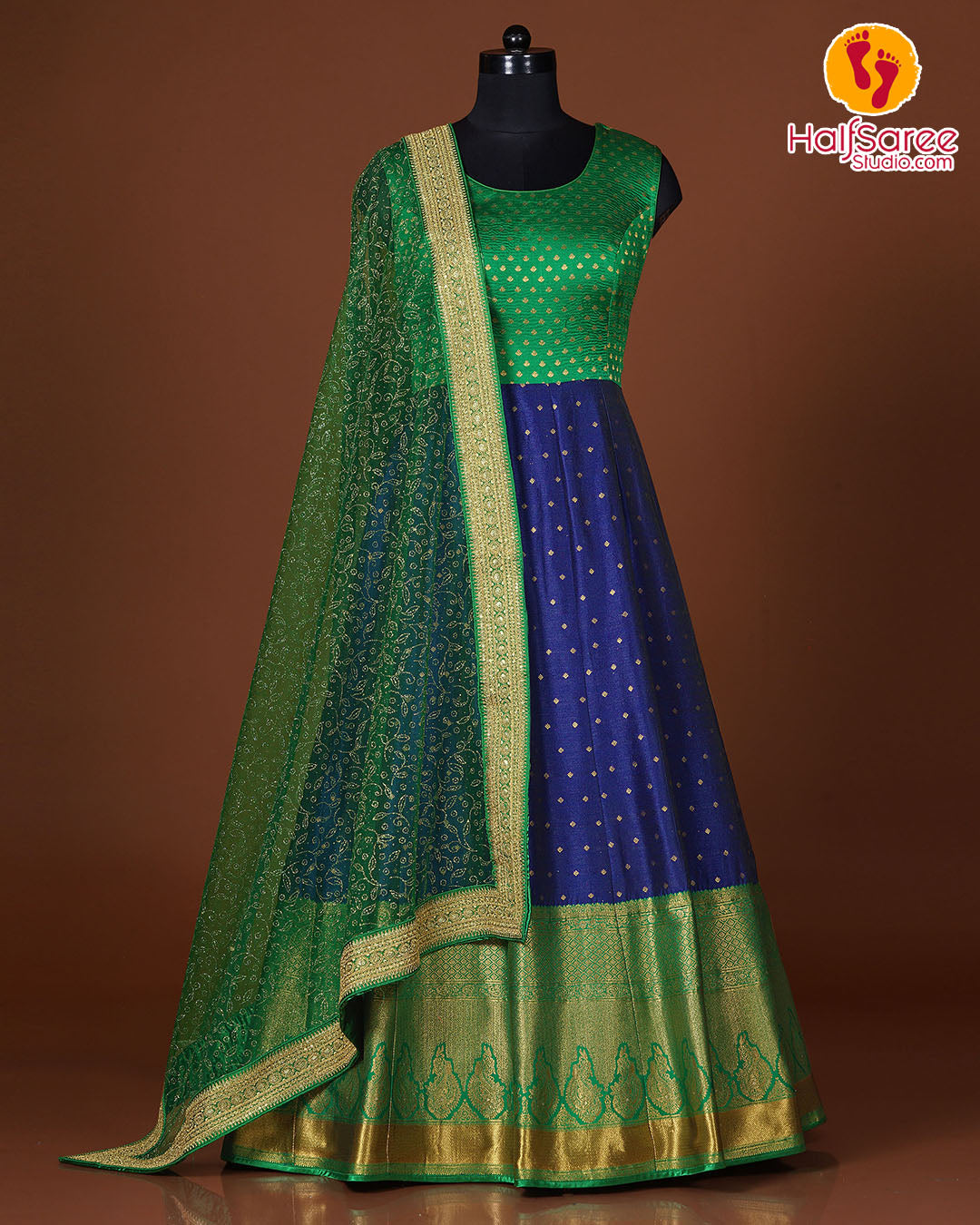 Green Banarasi Gown