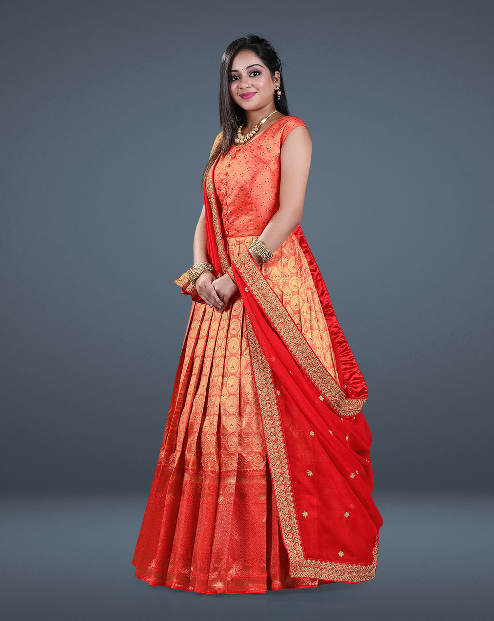 Red Banarasi Gown