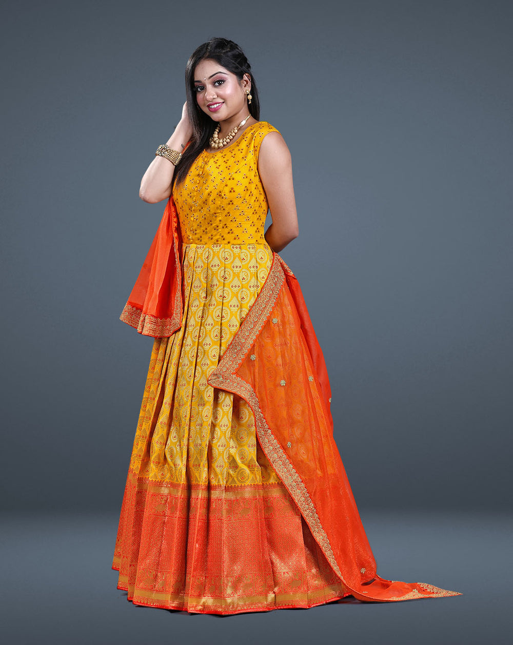 Yellow Banarasi Gown