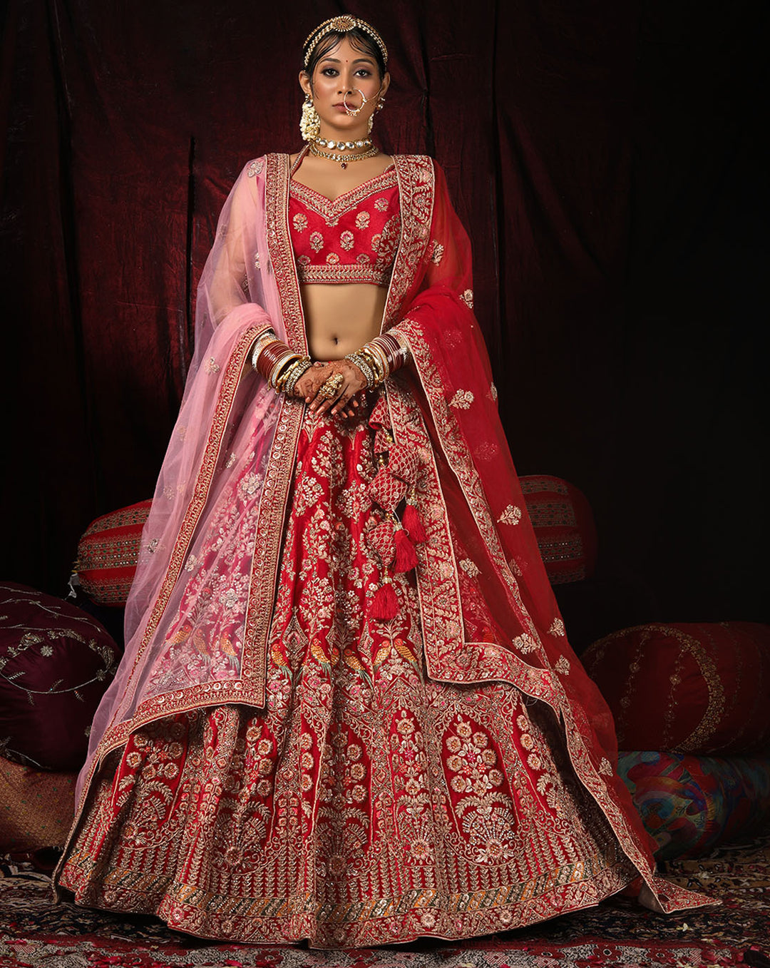 Red bridal lehenga Choli
