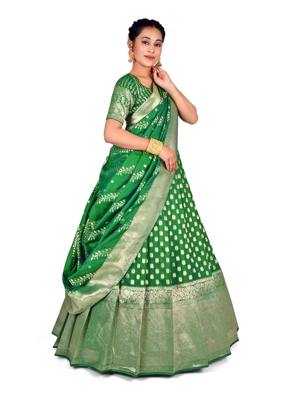 light green ethnic wear half saree-halfsaree studio