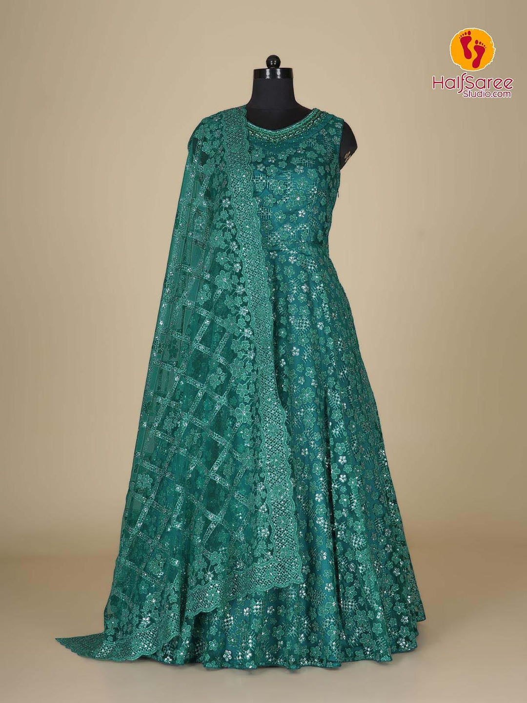 Net Gown designed with embroidered workRama